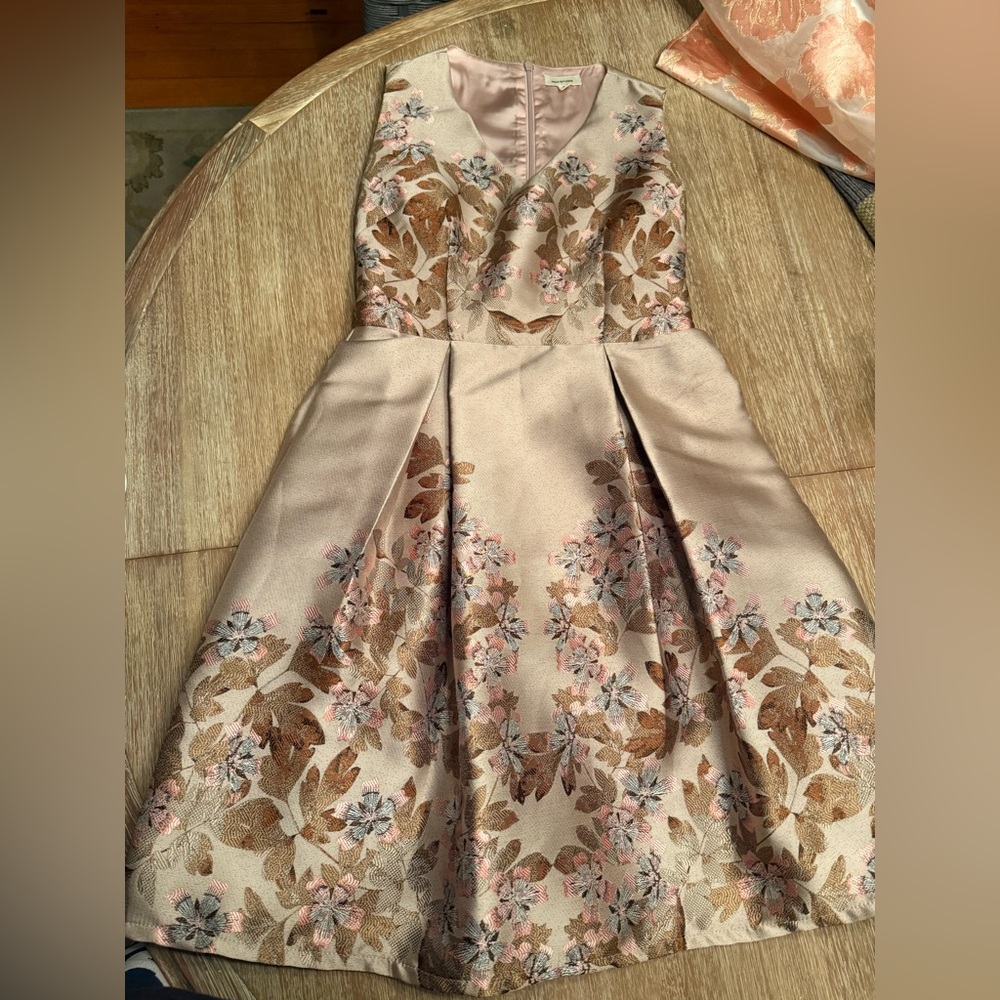Rose Gold Floral Embroidered Dress